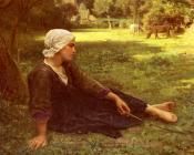 朱利斯 布雷顿 : Juene Fille Gardant Des Vaches